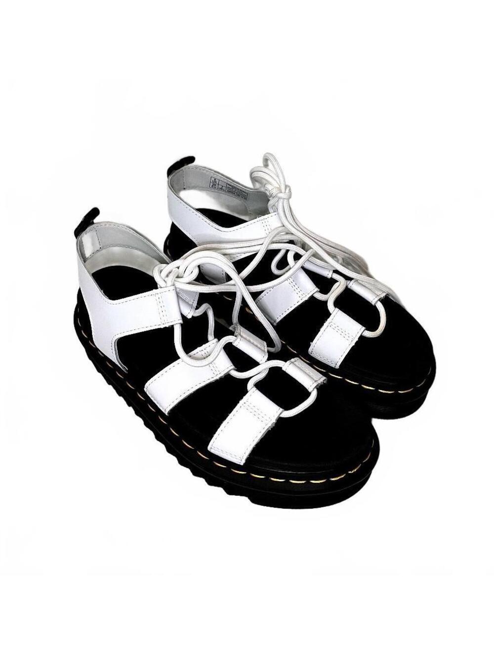 Dr. Martens Nartilla White and Black Platform Sandals Women’s Size 7